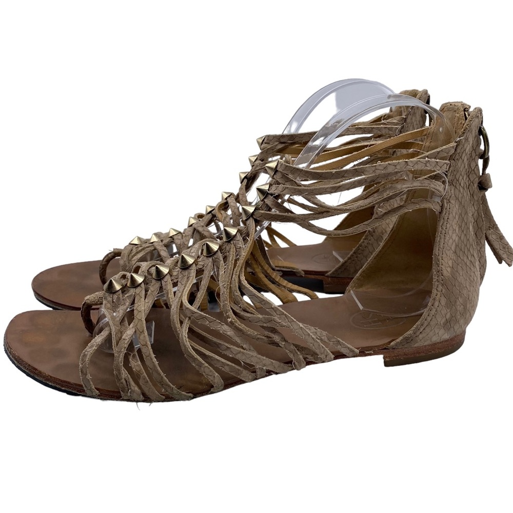 ASH Womens Shoes Mani Sandals Sz 7.5 Brown Leather Gladiator Flat Casual Strappy